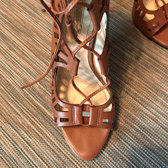 BCBG Generation Lace Up Brown Gladiator Heels - Picture 4 of 7